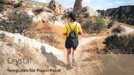  Presentation with cappadocia - Slide deck consisting of rear-view-of-woman-trekking background and a  colored foreground
