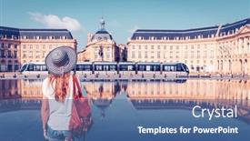  Presentation with rear view mirror - Presentation featuring rear-view-of-woman-visiting background and a ocean colored foreground