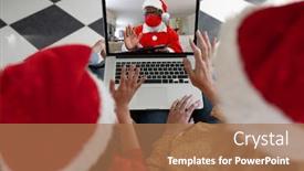  Presentation with lockdown - Cool new PPT theme with rear-view-of-woman backdrop and a coral colored foreground