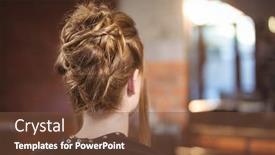  Presentation with salon - Cool new PPT layouts with rear-view-of-woman backdrop and a tawny brown colored foreground