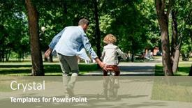  Presentation with green moving - Slide set consisting of rear-view-of-young-active background and a mint green colored foreground