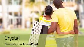  Presentation with african american black couple - Theme consisting of rear view of young african background and a yellow colored foreground