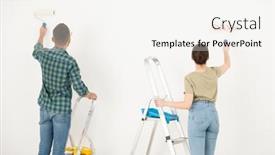  Presentation with painting old - Colorful PPT layouts enhanced with rear-view-of-young-couple backdrop and a cream colored foreground