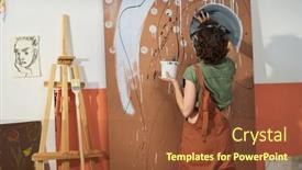  Presentation with new home - PPT theme consisting of rear-view-of-young-creative background and a tawny brown colored foreground