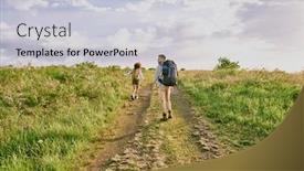  Presentation with female - Amazing presentation theme having rear-view-of-young-female backdrop and a light gray colored foreground