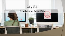  Presentation with announcement - Presentation having rear-view-of-young-female background and a white colored foreground