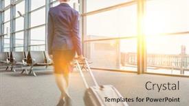  Presentation with flight attendant - Amazing slides having rear-view-of-young-flight backdrop and a soft green colored foreground