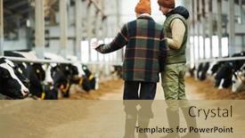  Presentation with female - Presentation having rear-view-of-young-male background and a coral colored foreground