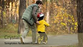  Presentation with balance - Slide set having rear-view-of-young-man background and a coral colored foreground