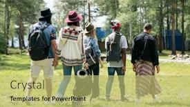  Presentation with campsite - Cool new presentation theme with rear-view-of-young-multi backdrop and a yellow colored foreground