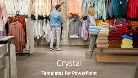  Presentation with people mall - Cool new presentation theme with rear-view-of-young-people backdrop and a coral colored foreground