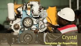  Presentation with industrial engineer - Theme having rear-view-of-young-repairman background and a tawny brown colored foreground