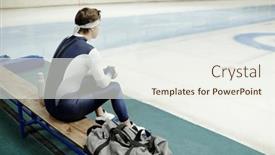  Presentation with ice rink - Theme consisting of rear-view-of-young-sportsman background and a sky blue colored foreground