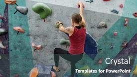  Presentation with upwards - Audience pleasing presentation theme consisting of rear view of young sportswoman backdrop and a ocean colored foreground