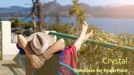  Presentation with relaxing - Colorful PPT layouts enhanced with rear-view-of-young-woman backdrop and a tawny brown colored foreground