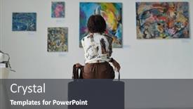  Presentation with art gallery - Presentation consisting of rear-view-of-young-woman background and a dark gray colored foreground