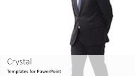  Presentation with stepping - Theme enhanced with rear view pensive businessman stepping forward isolated on white background and a white colored foreground