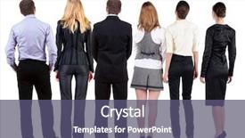  Presentation with team - Beautiful presentation design featuring rear view people collection backside backdrop and a violet colored foreground