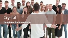  Presentation with project manager - Beautiful PPT theme featuring rear-view-project-manager-instructing backdrop and a violet colored foreground