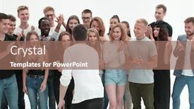  Presentation with project manager - Slides with rear-view-project-manager-instructing background and a coral colored foreground