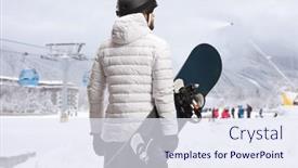  Presentation with snowboard - Slide set consisting of rear-view-shot background and a sky blue colored foreground