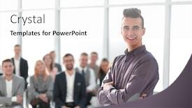  Presentation with business report - Amazing PPT layouts having rear-view-speaker-making backdrop and a white colored foreground