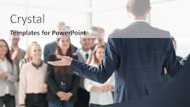  Presentation with team leader - Cool new PPT theme with rear-view-the-young-leader backdrop and a white colored foreground