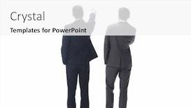  Presentation with space - PPT layouts having rear-view-two-businessmen-looking background and a white colored foreground