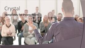  Presentation with speaker - Audience pleasing presentation design consisting of rear-view-young-speaker-making backdrop and a lemonade colored foreground