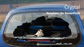  Presentation with shattered glass - Slides with rear-window-shattered-in-car background and a ocean colored foreground