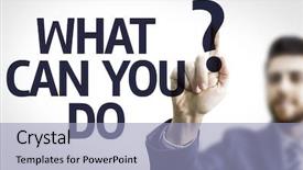  Presentation with business man climbs up to the top of 3d success stairs steps - PPT theme featuring action potential - business man pointing to transparent background and a light blue colored foreground