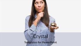  Presentation with hospital hotel - Audience pleasing slide deck consisting of golden questions - young beautiful hispanic holding hotel backdrop and a light blue colored foreground