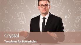  Presentation with desk - Cool new PPT theme with reasoning - young handsome businessman sitting backdrop and a coral colored foreground