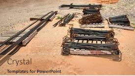  Presentation with steel construction - Presentation featuring rebar-steel-on-pallets-prepared background and a coral colored foreground