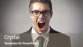  Presentation with angry - PPT theme consisting of rebellion - angry businessman shouting background and a gray colored foreground