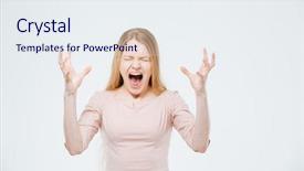  Presentation with white and black woman climbing ladders - Cool new PPT layouts with rebellion - angry woman screaming isolated backdrop and a sky blue colored foreground