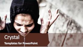  Presentation with teenage girl - Colorful slide set enhanced with rebellion - close-up of angry teenage girl backdrop and a tawny brown colored foreground