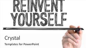  Presentation with marker - Slide deck having reborn - hand with marker writing background and a white colored foreground