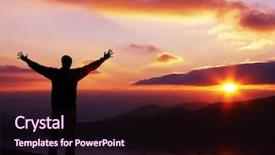  Presentation with sunrise - Presentation theme with reborn - hello day happy man silhouette background and a wine colored foreground