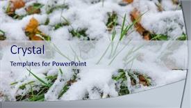  Presentation with spring water - PPT theme enhanced with reborn - melting snow at park background and a sky blue colored foreground