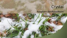  Presentation with spring water - Beautiful slide deck featuring reborn - melting snow at park backdrop and a coral colored foreground