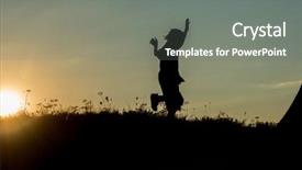  Presentation with self - Cool new PPT layouts with reborn - silhoutte of happy guy enjoying backdrop and a  colored foreground