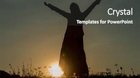  Presentation with self - PPT theme having reborn - silhoutte of happy guy enjoying background and a  colored foreground