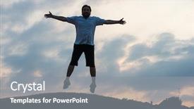  Presentation with self - Slide deck having reborn - silhoutte of happy guy enjoying background and a gray colored foreground