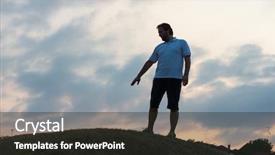  Presentation with self - Colorful PPT theme enhanced with reborn - silhoutte of happy guy enjoying backdrop and a dark gray colored foreground