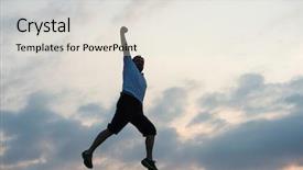  Presentation with self - Colorful PPT layouts enhanced with reborn - silhoutte of happy guy enjoying backdrop and a sky blue colored foreground