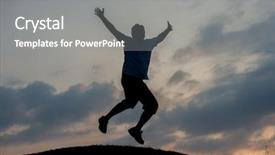  Presentation with self - Beautiful PPT theme featuring reborn - silhoutte of happy guy enjoying backdrop and a gray colored foreground