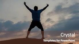  Presentation with self - Presentation theme enhanced with reborn - silhoutte of happy guy enjoying background and a  colored foreground