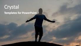  Presentation with self - Amazing theme having reborn - silhoutte of happy guy enjoying backdrop and a  colored foreground