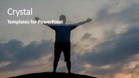  Presentation with self - Colorful PPT layouts enhanced with reborn - silhoutte of happy guy enjoying backdrop and a  colored foreground